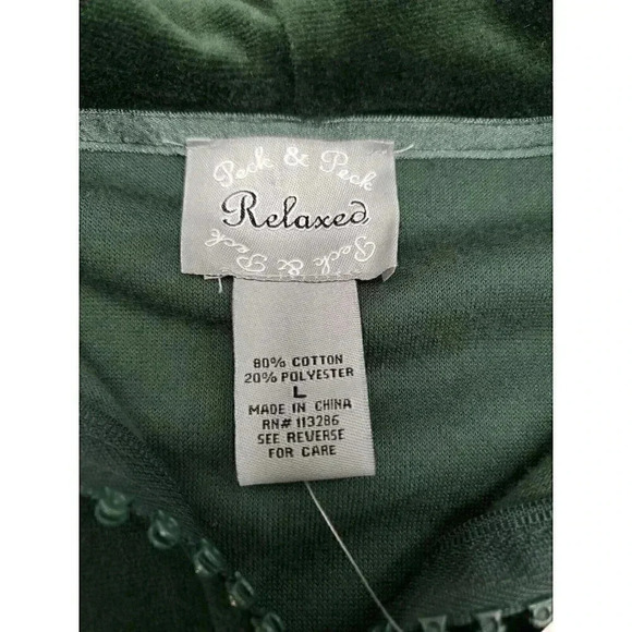 Peck & Peck Relaxed Emerald Green Velour Sweatshirt Women's Size Large NWT - Picture 3 of 10